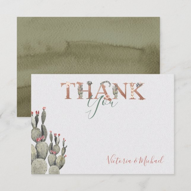 Terracota and Cactus Wedding Thank you card (Front/Back)