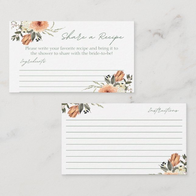 Terracota Flower Share a Recipe Card  (Front/Back)