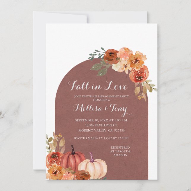 Terracota Orange Pumpkin Falling in love Invitation (Front)