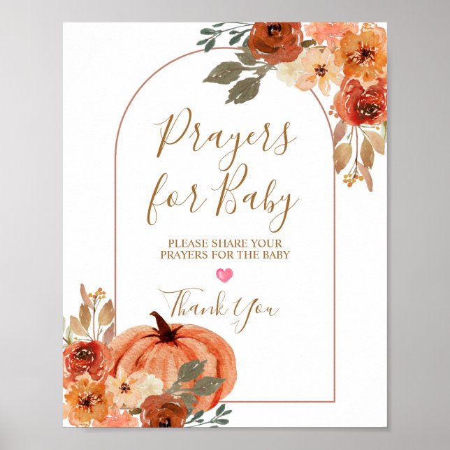 Terracota Pumpkin Baby Shower Prayers for Baby Poster (Front)