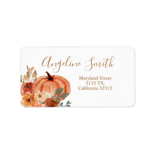 Terracota Pumpkin Boho Arch Floral Baby Shower Label