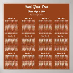 Terracotta 12x12 Alphabetical Seating Plan Poster