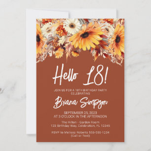 Terracotta 18th Birthday Fall Floral Invitation
