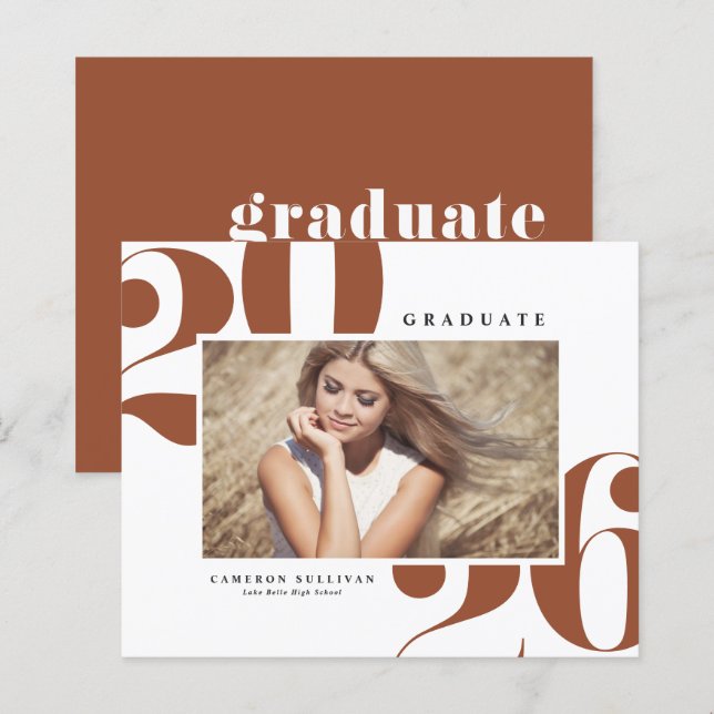 Terracotta 2025 Bold Typography Photo Graduation (Front/Back)