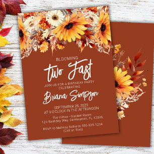Terracotta 2nd Birthday Fall Floral Invitation