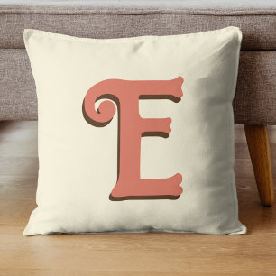 Terracotta 3D Modern Initial Letter   Ivory Cream  Cushion