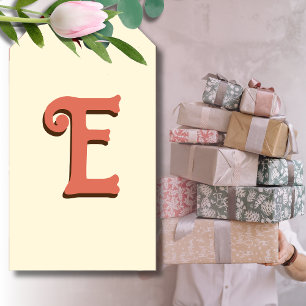 Terracotta 3D Modern Initial Letter   Ivory Cream  Gift Tags