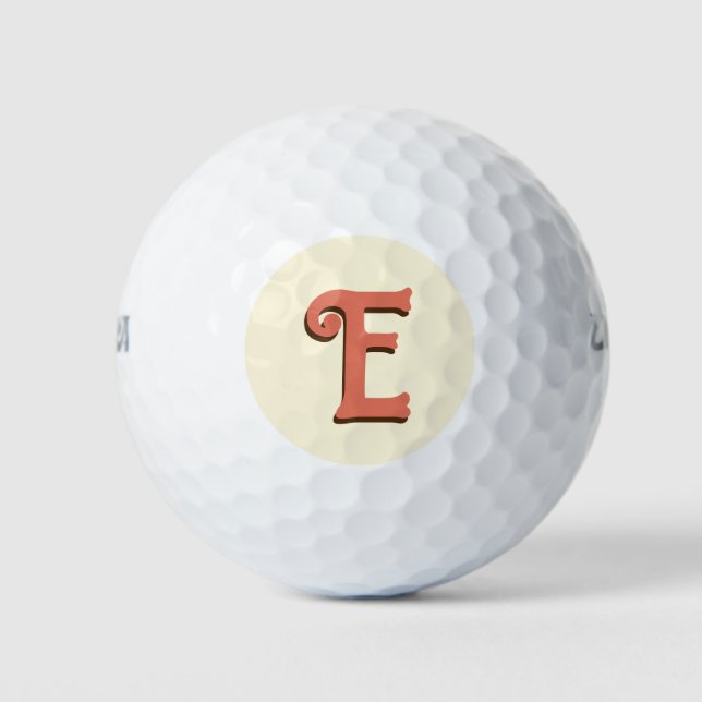 Terracotta 3D Modern Initial Letter | Ivory Cream  Golf Balls (Front)