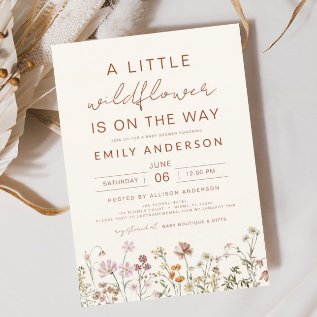 Terracotta A Little Wildflower Baby Shower Invitation (Creator Uploaded)