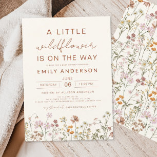 Terracotta A Little Wildflower Baby Shower Invitation
