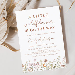 Terracotta A Little Wildflower Baby Shower Invitation