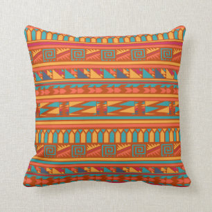 Terracotta Abstract Aztec Tribal Print Pattern Cushion