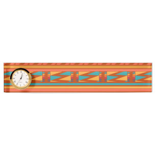 Terracotta Abstract Aztec Tribal Print Pattern Nameplate