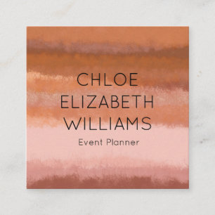 Terracotta Abstract Watercolor Textured Stripes Square Business Card