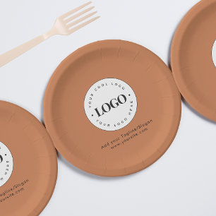 Terracotta Add Custom Business Company Logo Party  Paper Plate