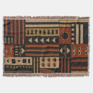 Terracotta Afrohemian Woven Throw Blanket