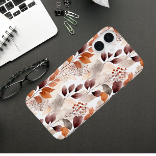 Terracotta and Burgundy Fall Leaves   Boho Autumn iPhone 16 Plus Case