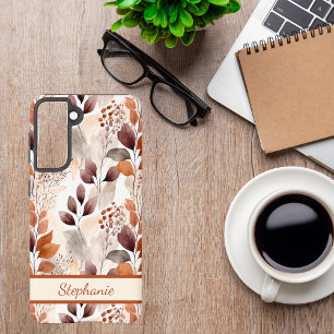 Terracotta and Burgundy Fall Leaves   Boho Autumn Samsung Galaxy Case