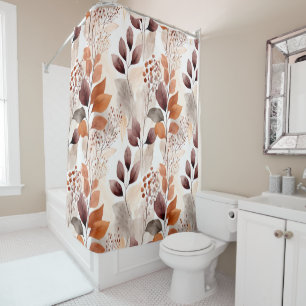 Terracotta and Burgundy Fall Leaves   Boho Autumn Shower Curtain