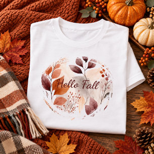 Terracotta and Burgundy Fall Leaves Boho Autumn T-Shirt