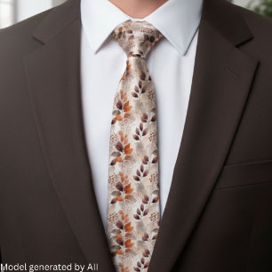 Terracotta and Burgundy Fall Leaves Boho Autumn Tie