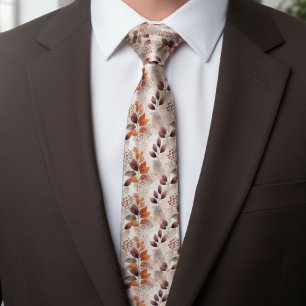 Terracotta and Burgundy Fall Leaves   Boho Autumn Tie