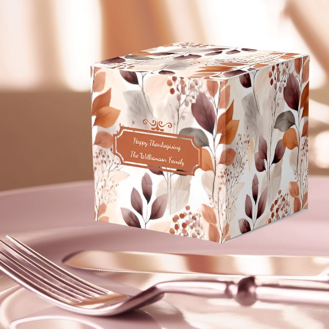 Terracotta and Burgundy Fall Leaves | Thanksgiving Favour Box (Creator Uploaded)