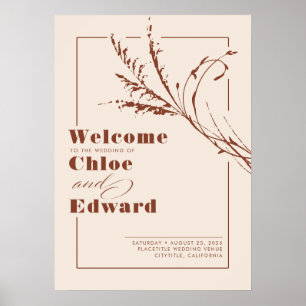 Terracotta and Ecru Modern Wedding Welcome Sign