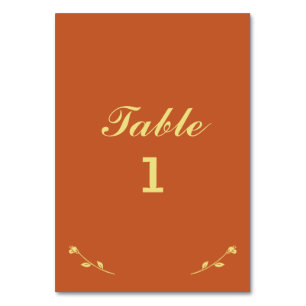 Terracotta and Gold Table Number Card