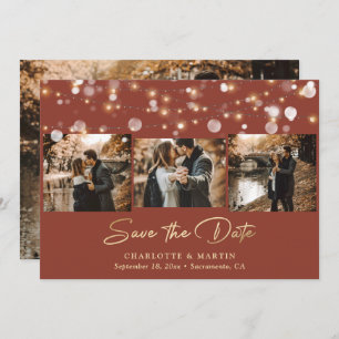 Terracotta and Gold Wedding 4 Photo Save The Date