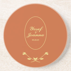 Terracotta and Gold Wedding Coaster