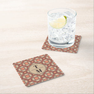 Terracotta and Mauve Art Deco Wedding Coasters
