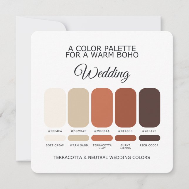 Terracotta and Neutral Wedding Color Palette Card (Front)