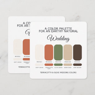 Terracotta and Olive Wedding Colour Palette Card