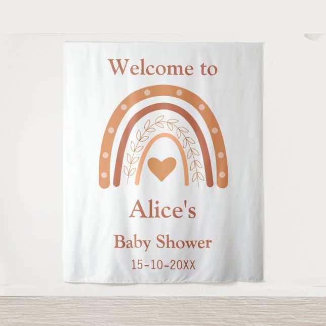 Terracotta and peach  boho rainbow  welcome   tapestry (Front)