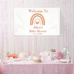 Terracotta and Peach Rainbow Baby Shower Welcome  Banner