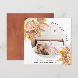 Terracotta and pink flowers Mother's Day photo Holiday Card