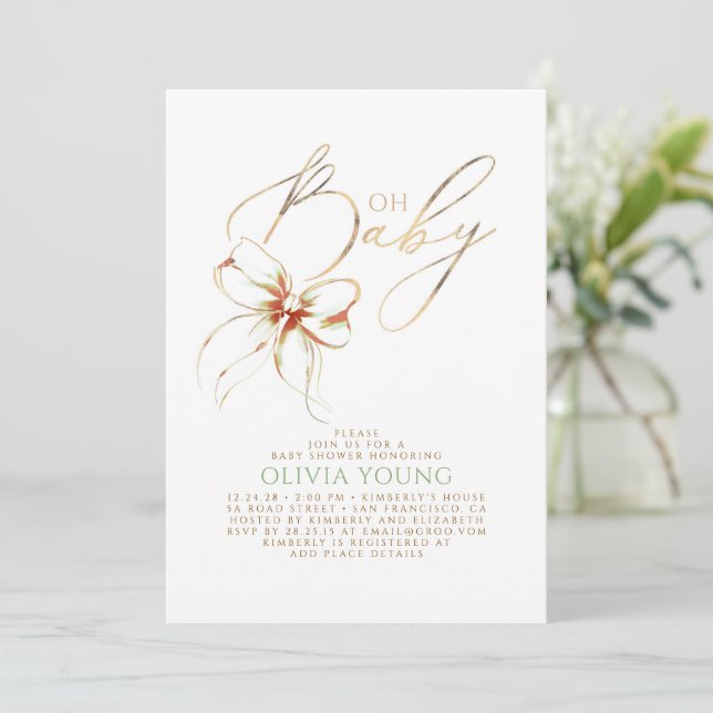 Terracotta and Sage Green Elegant Fall Baby Shower Invitation (Standing Front)