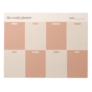 Terracotta and Sand Custom Weekly Planner Notepad