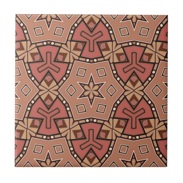 Terracotta and Tan Honeycomb Tile Pattern  (Front)