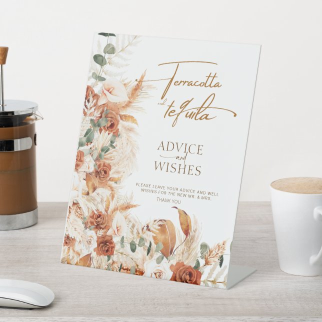 Terracotta and Tequila Advice and Wishes Bridal  Pedestal Sign (In SItu)