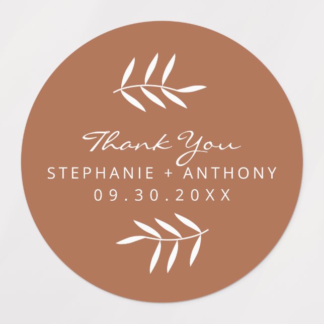 Terracotta and White Branches Wedding Thank You (Design 1)