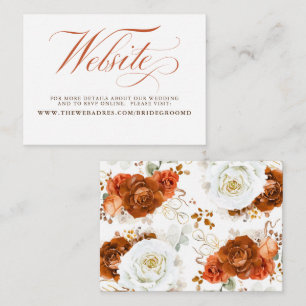 Terracotta and White Chic Floral Wedding Details Enclosure Card