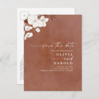 Terracotta and White Floral Boho Save The Date