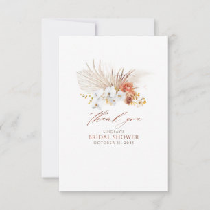 Terracotta and White Flowers Boho Thank You Card
