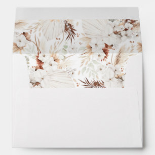 Terracotta and White Flowers Pampas Grass Boho Envelope