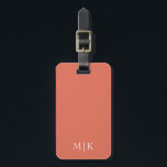 Terracotta and White | Modern Monogram Luggage Tag<br><div class="desc">This modern luggage tag design features a Terracotta background,  with your initials in bold white text for a look that is simple and stylish,  yet professional.</div>