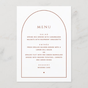 Terracotta arch. Elegant simple minimalist wedding Menu