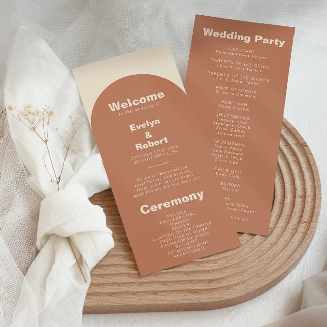 Terracotta Arch Minimalist Elegant Formal Wedding  Program (Creator Uploaded)