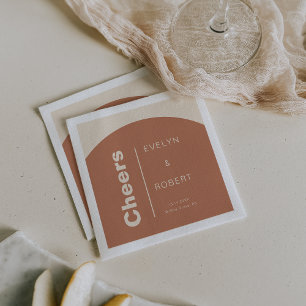 Terracotta Arch Minimalist Formal Wedding Cheers   Napkin